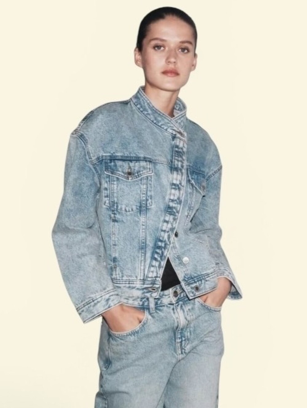 Zara Light Wash Boxy Denim Jacket